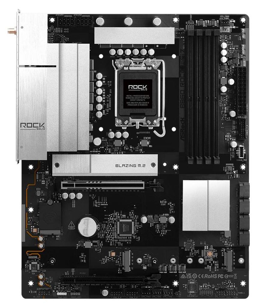 Asrock B860 Rock WiFi 7, Intel, LGA 1851 (Socket V1), Intel Core Ultra (Series 2), LGA 1851, DDR5-SDRAM, 256 GB