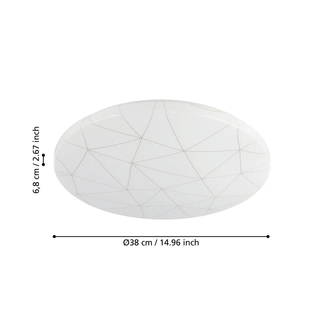 Éclairage Salon Blanc Chaud Plafonnier LED Eglo RENDE 19,5W Ø38cm