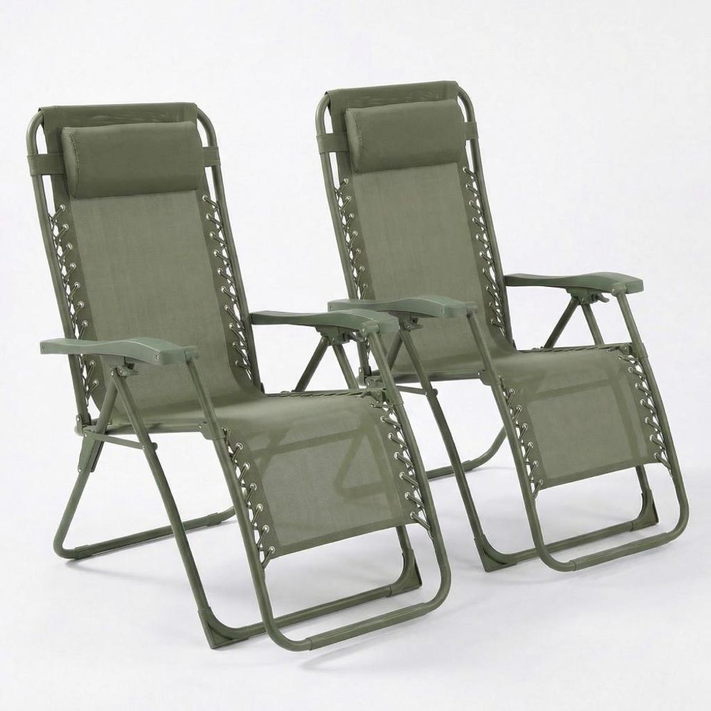 CASABEL lot de 2 chaises pliantes Zéro Gravité Vert sauge, Image du produit 