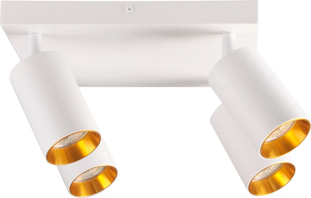 Plafonnier design blanc et or 4 lumières MARIBEL pour salon moderne
