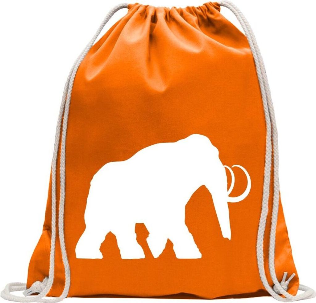 Kiwistar - Turnbeutel - mandarin - Mammut Rüsseltiere Elefant - Fun Rucksack Sport Beutel Gymsack Baumwolle mit Ziehgurt