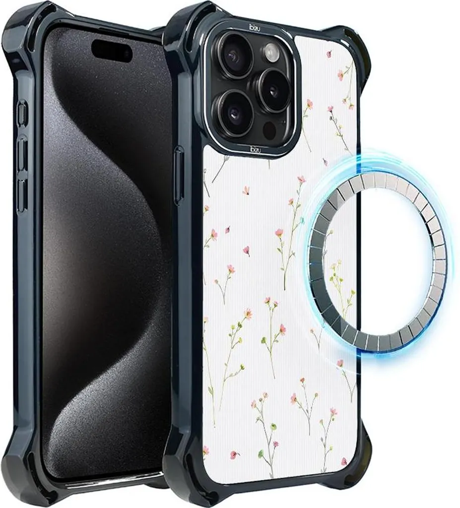 Cover MagSafe iPhone 15 Pro IBIZU DropGuard Ultra Pastel Bloom