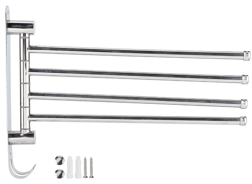 Porte-serviettes pivotant 4 bras inox : fini les serviettes humides