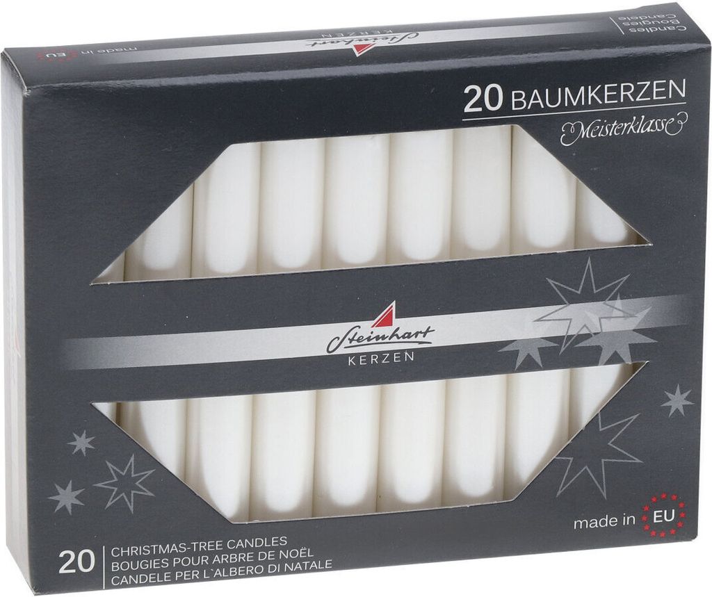 Baumkerzen Edelglanz Weiß 95 x Ø 13 mm, 20 Stück Produktbild 