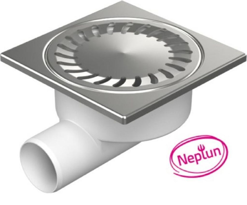 Chuděj Seitlicher Bodenablauf Neptun DN50/95 N 150 x 150 mm Edelstahlrost 326 x N