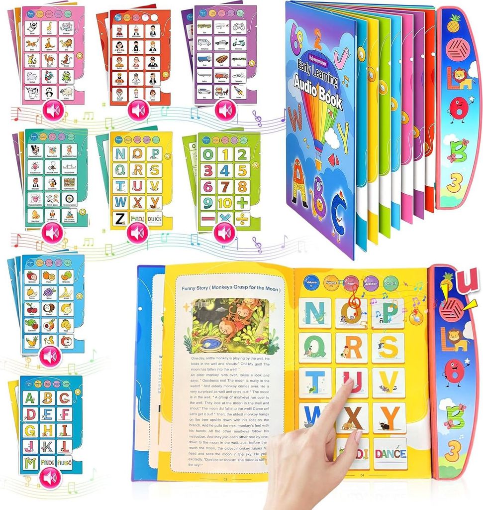 Englisch ABC Klangbuch für Kinder, Kind Arabisch Lesemaschine, Baby-elektronisches Lernen Buch für Buchstaben, Wörter, Nummern, Formen, Farben u...