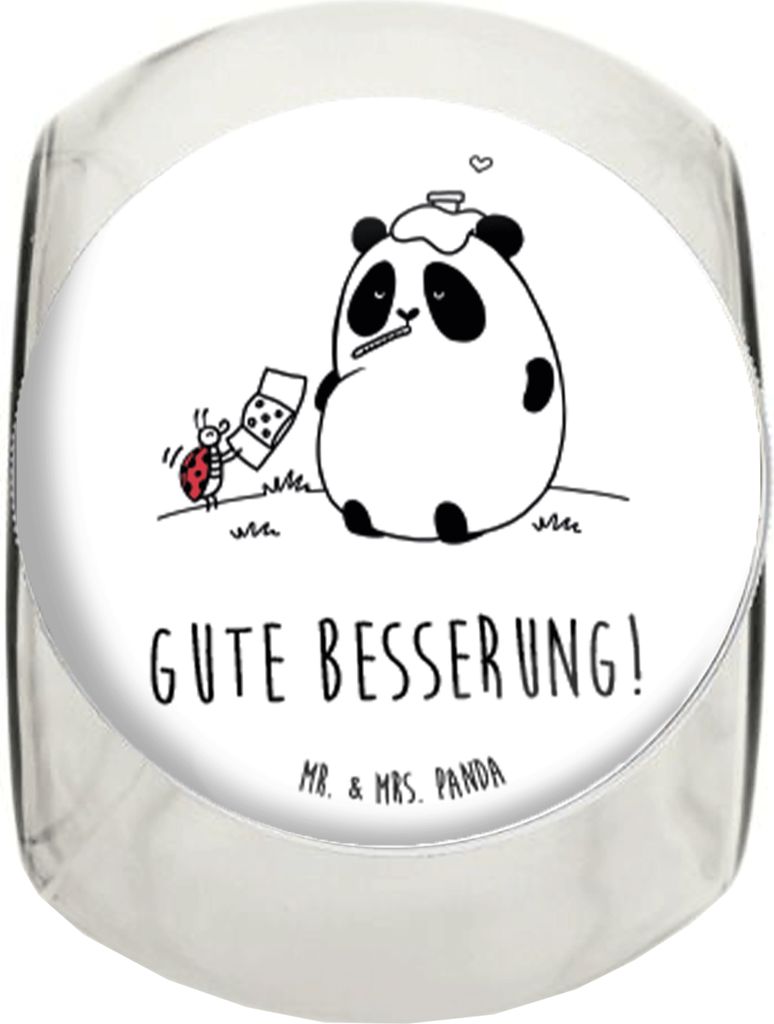Mr. & Mrs. Panda keksdose glas Panda Gute Besserung XL 2000ml - Weiß - Geschenk, Lebensmittelbehälter, Vorratsglas, Dekoglas, Kaffeedose, Teedose...