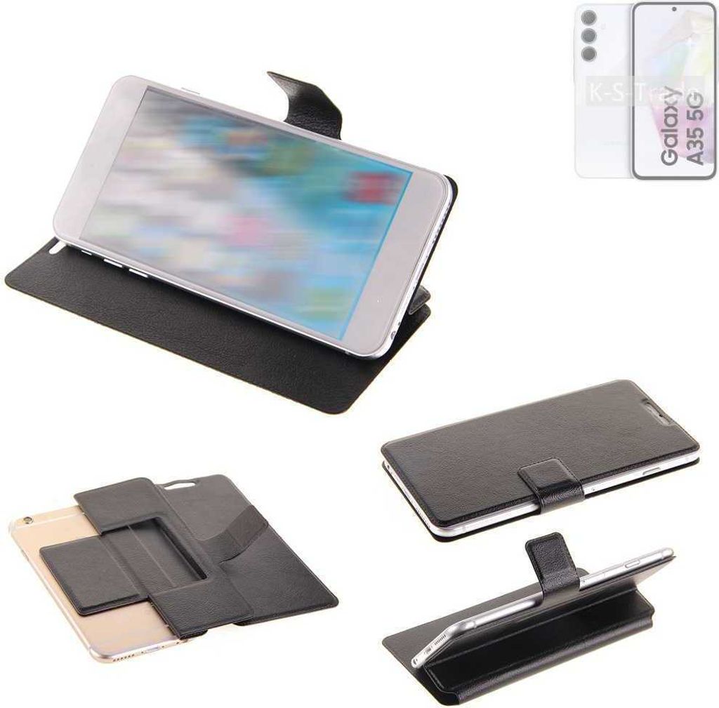 K-S-Trade Schutzhülle kompatibel mit Samsung Galaxy A35 5G Schutzhülle Flip Cover Klapphülle Wallet Case Slim Handyhülle bookstyle schwarz