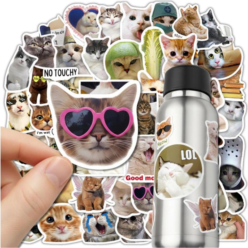 Katzen-Meme-Aufkleber-Set, 50 Stück, DIY-Dekoration
