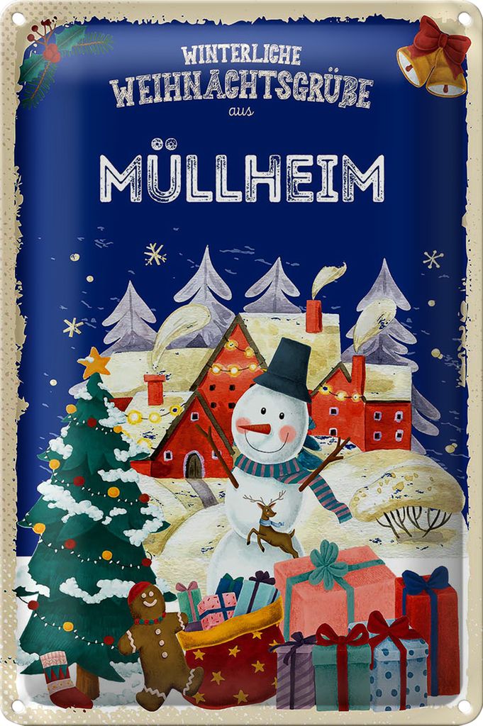 Blechschild Weihnachtsgrüße MÜLLHEIM 40x30cm