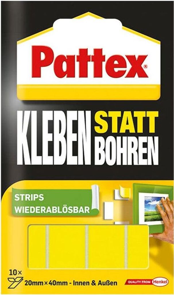 Pattex Doppelseitige Klebe-Strips 20 x 40 mm 10 Streifen Produktbild 