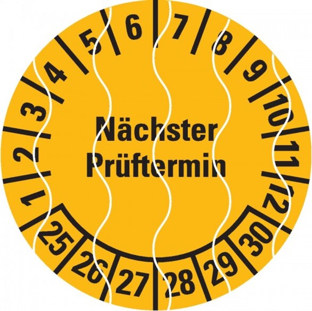 Dreifke Aufkleber I Prüfplakette Nächster Prüftermin 25-30, gelb, Sicherheit...
