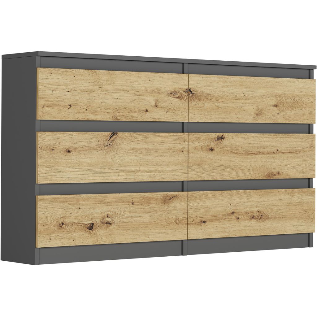 Kommode - Anthrazit / Eiche Artisan - 30 x 140 x 77 cm - Modern R-140