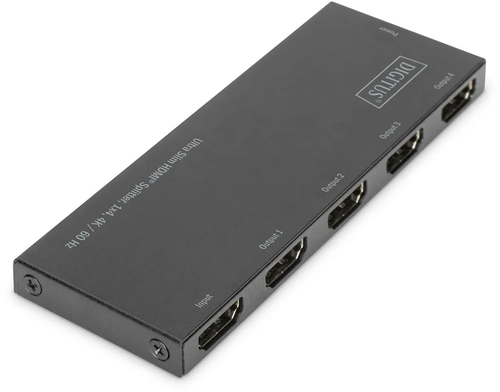 DIGITUS Séparateur HDMI 1x4 Ultra-Mince 4K/60Hz Splitter Répartiteur