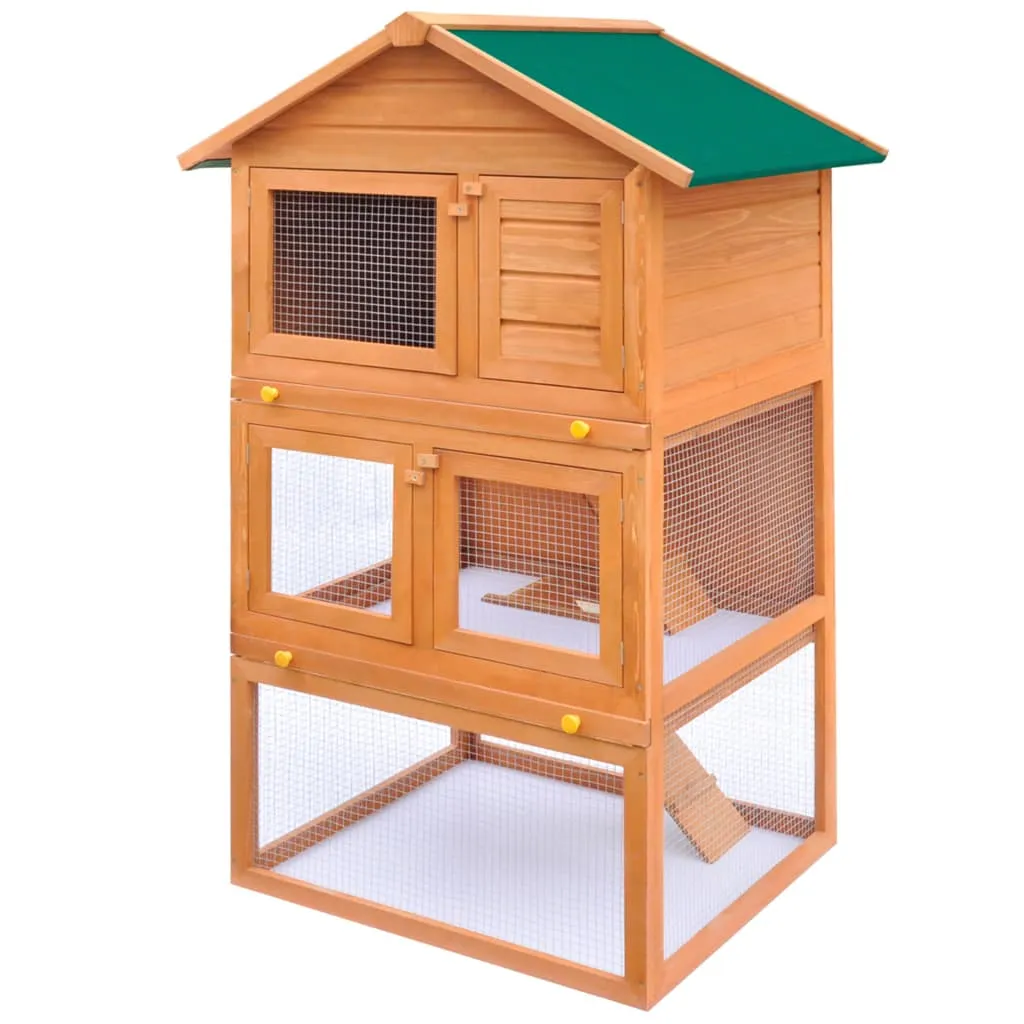 Cabane pour lapins à 3 étages : enclos en bois pour petits rongeurs
