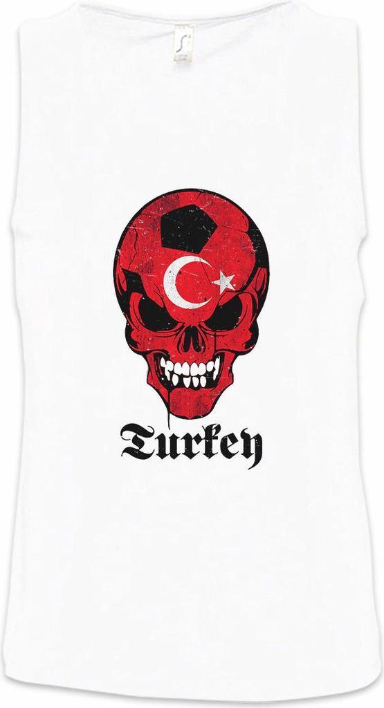 Urban Backwoods Turkey Turkish Football Skull Flag, Ärmelloses T-Shirt, Farbe: Weiß, Größe: S