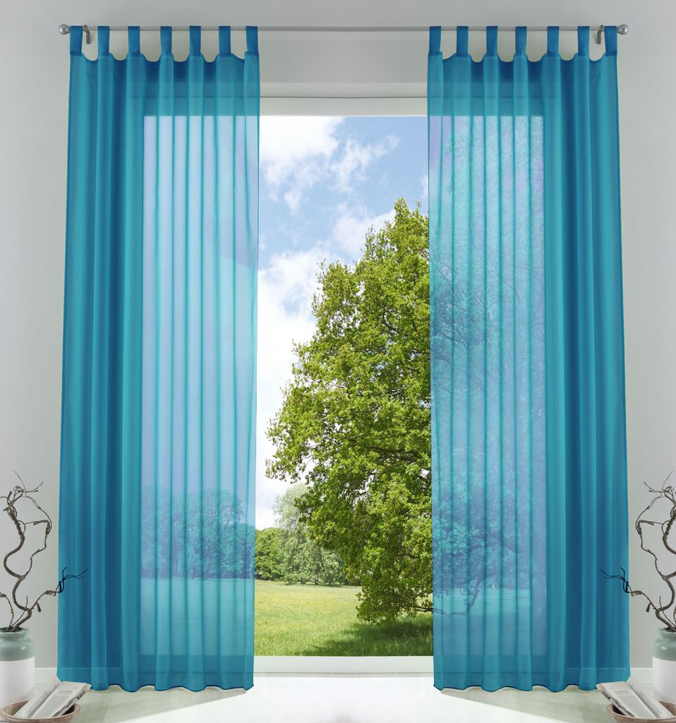2er-Pack Gardinen Transparent Vorhang Set Wohnzimmer Voile Produktbild 