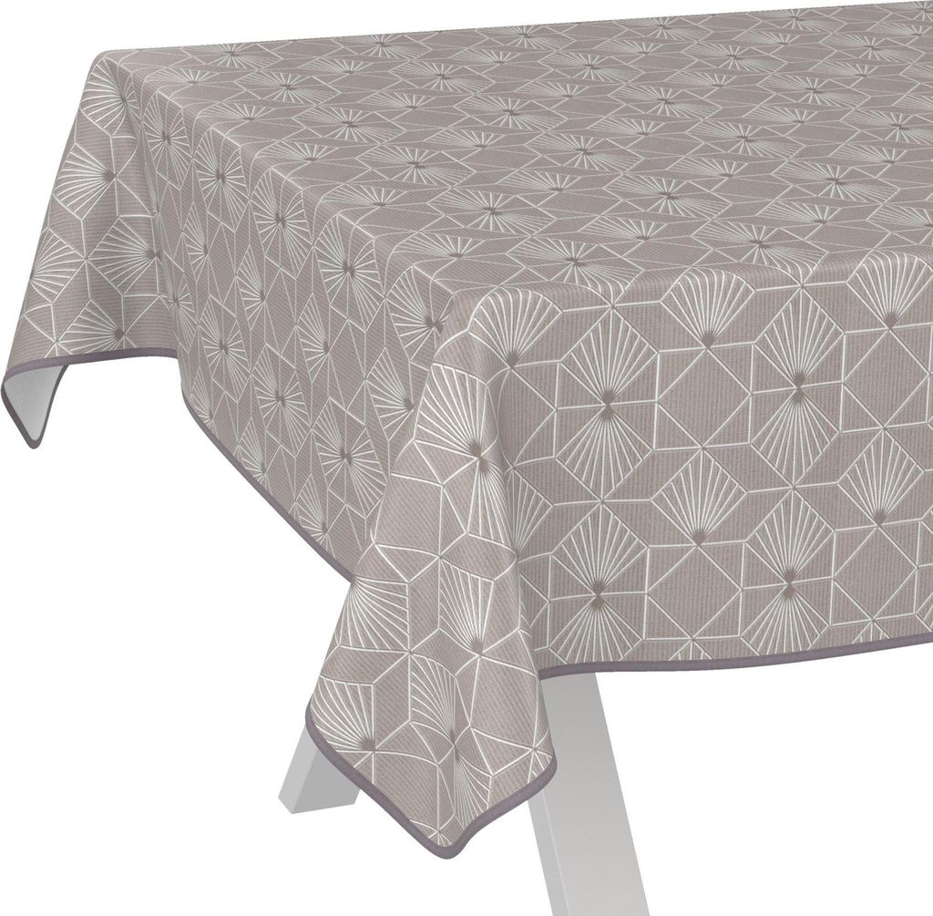 Tischdecke Wachstuch Premium Ornamente Beige Robust Wasserabweisend Breite 140 cm Länge 180 cm
