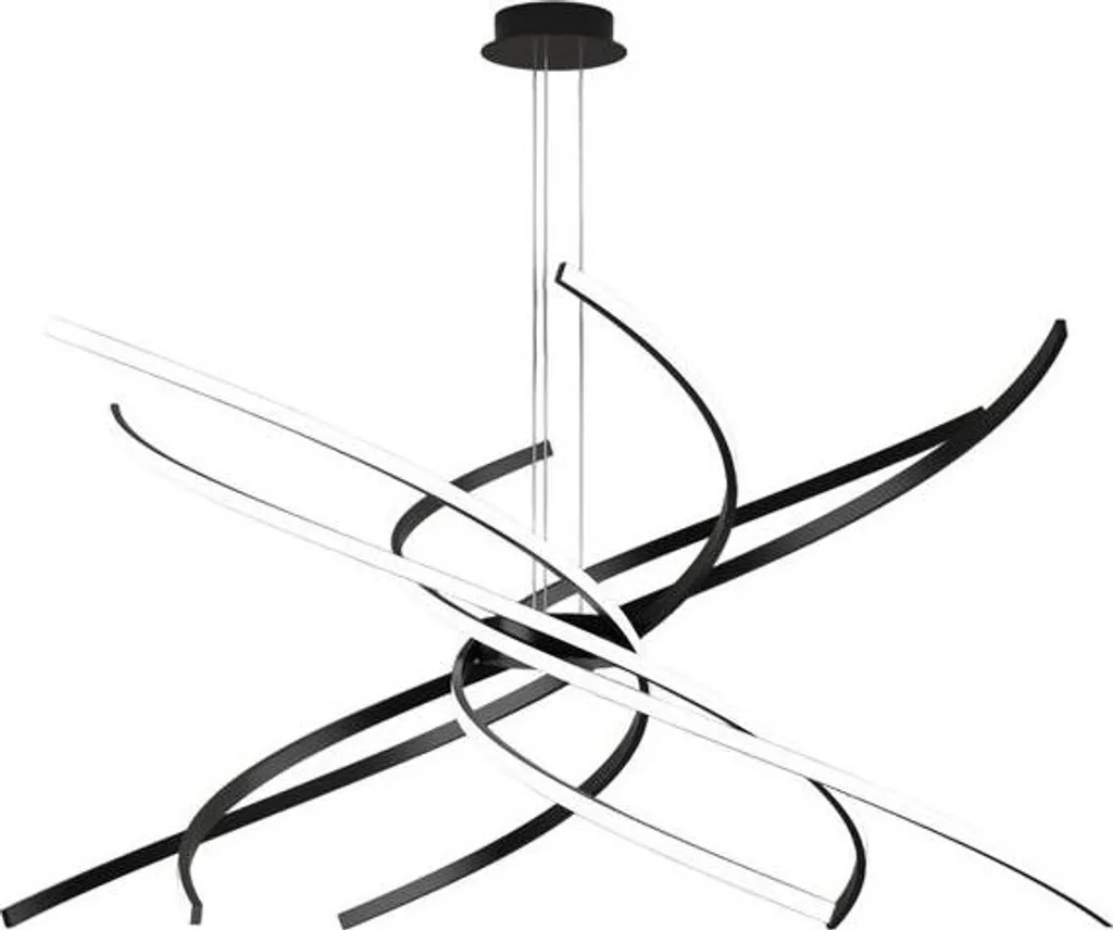 Suspension LED Salon Moderne Tornado Noir 88W - Lustre Grande Puissance