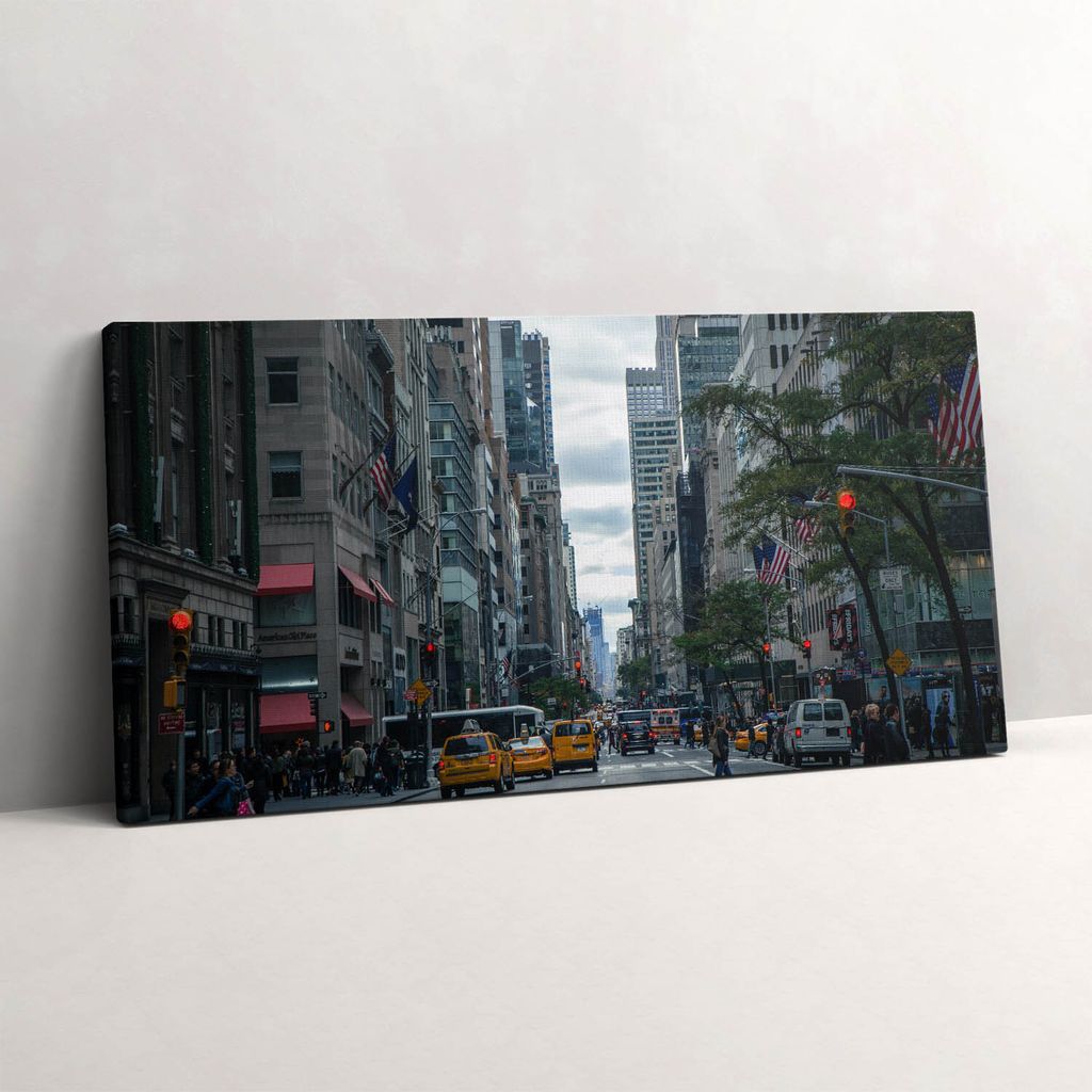 Straßentaxi in New York – Leinwandbild Wandbild – 140x70 cm – Leinwandbilder – Wandbilder – Schlafzimmer – Flur