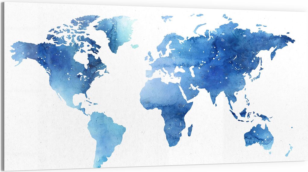 DEQORI Glasbild Echtglas 100x50 cm 'Blauer Planet' Wandbild Bild modern Deko