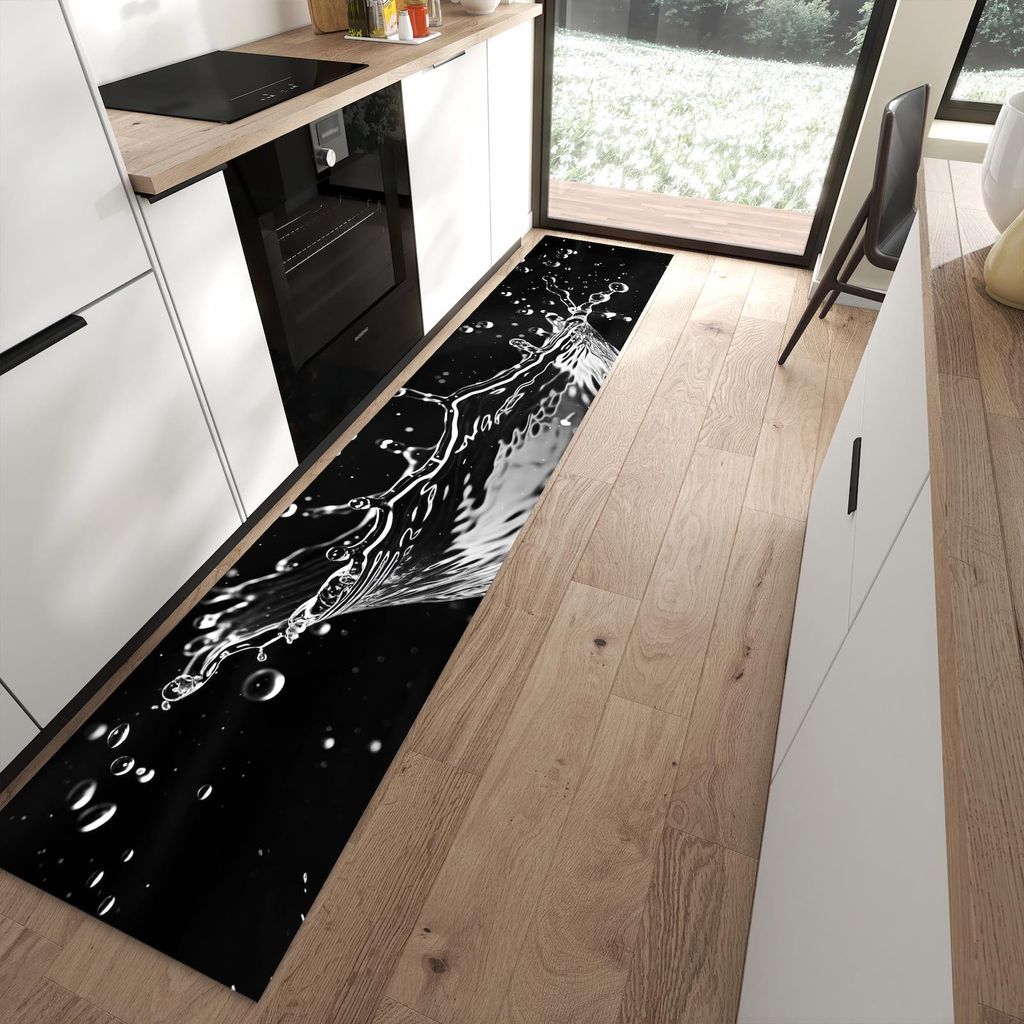 Küchenteppich 60x300cm rutschfest & abwischbar PVC Läufer - Sanfte Wasserspritzer