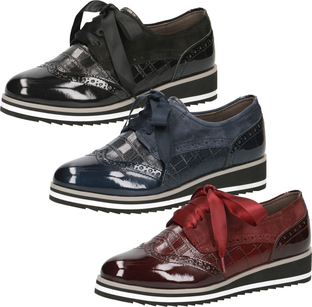 Caprice Damen Schnürschuhe Halbschuhe Leder 9-23300-25, Größe:42 EU, Farbe:Schwarz
