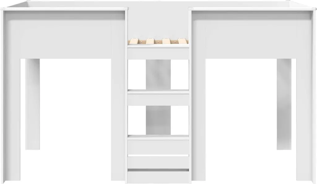 Lit superposé blanc 100x200 cm bois composite avec échelle de sécurité