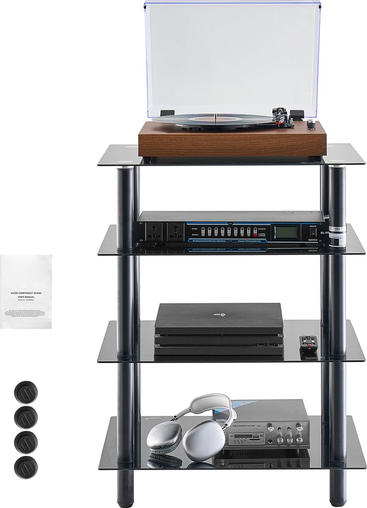 SucceBuy 4-poziomowy stojak multimedialny AV, regulowany Zdjęcie produktu