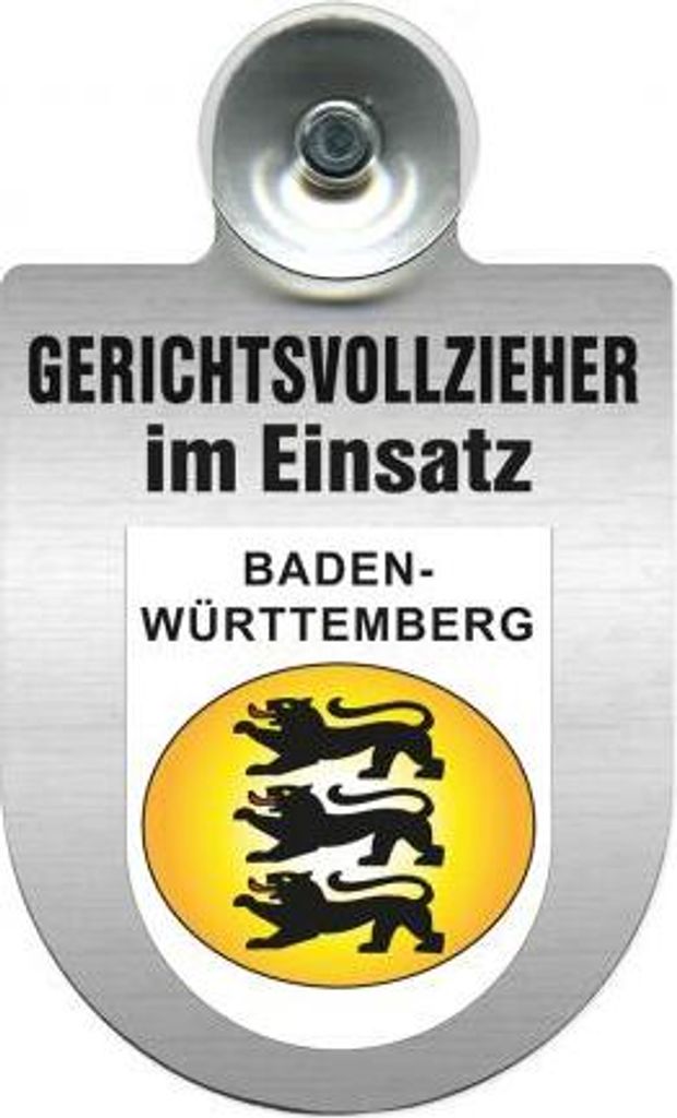 Einsatzschild Windschutzscheibe incl. Saugnapf - Gerichtsvollzieher im Einsatz - 309744 - incl. Regionen nach Wahl Color - Region Baden-Württemberg
