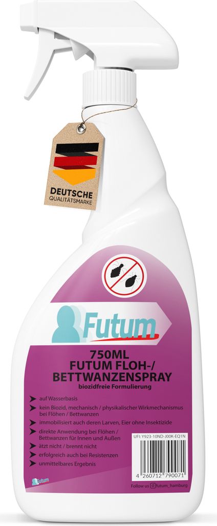 FUTUM 750ml Biozidfreies Bettwanzen Spray Floh Mittel Flöhe Produktbild 