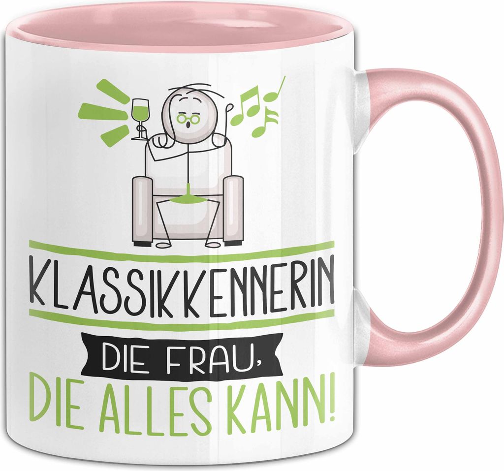 Klassikkennerin Geschenk Tasse Becher Die Frau Die Allen Kann Geschenkidee für eine Klassikkennerin Lustig (Rosa)