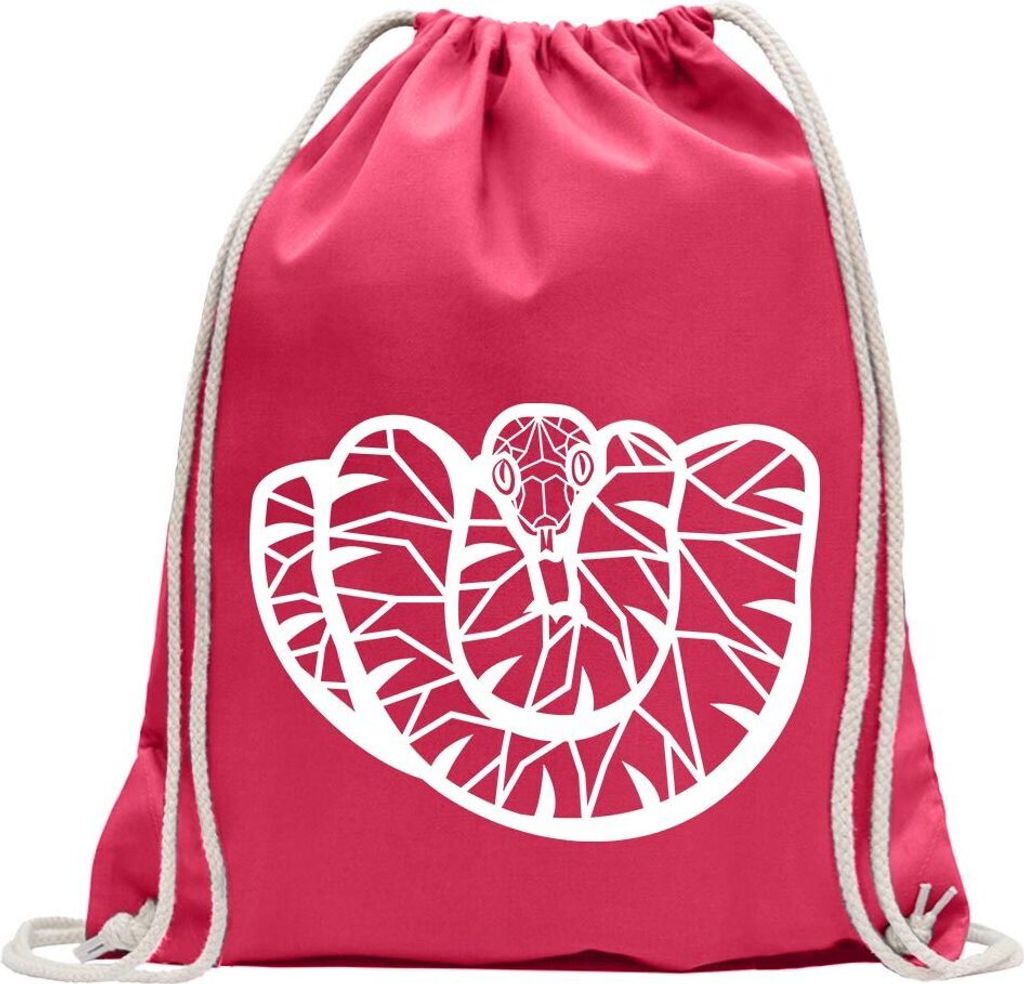 Kiwistar - Turnbeutel - pink - Polygon Schlange Boa Tier Art - Fun Rucksack Sport Beutel Gymsack Baumwolle mit Ziehgurt