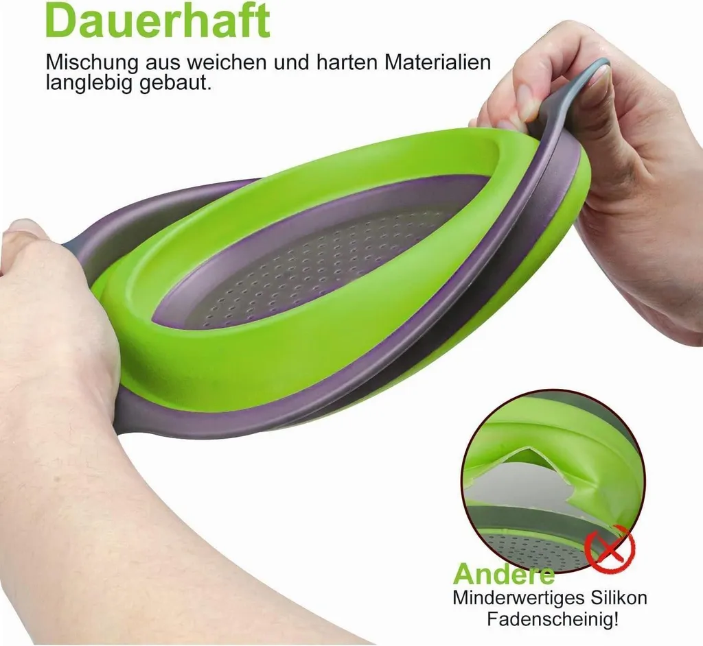 Scolapasta Da Lavello Set 2 Colini Pieghevoli In Silicone Per Cucina, Scolapasta Sgocciolatoio Lavandino Cucina