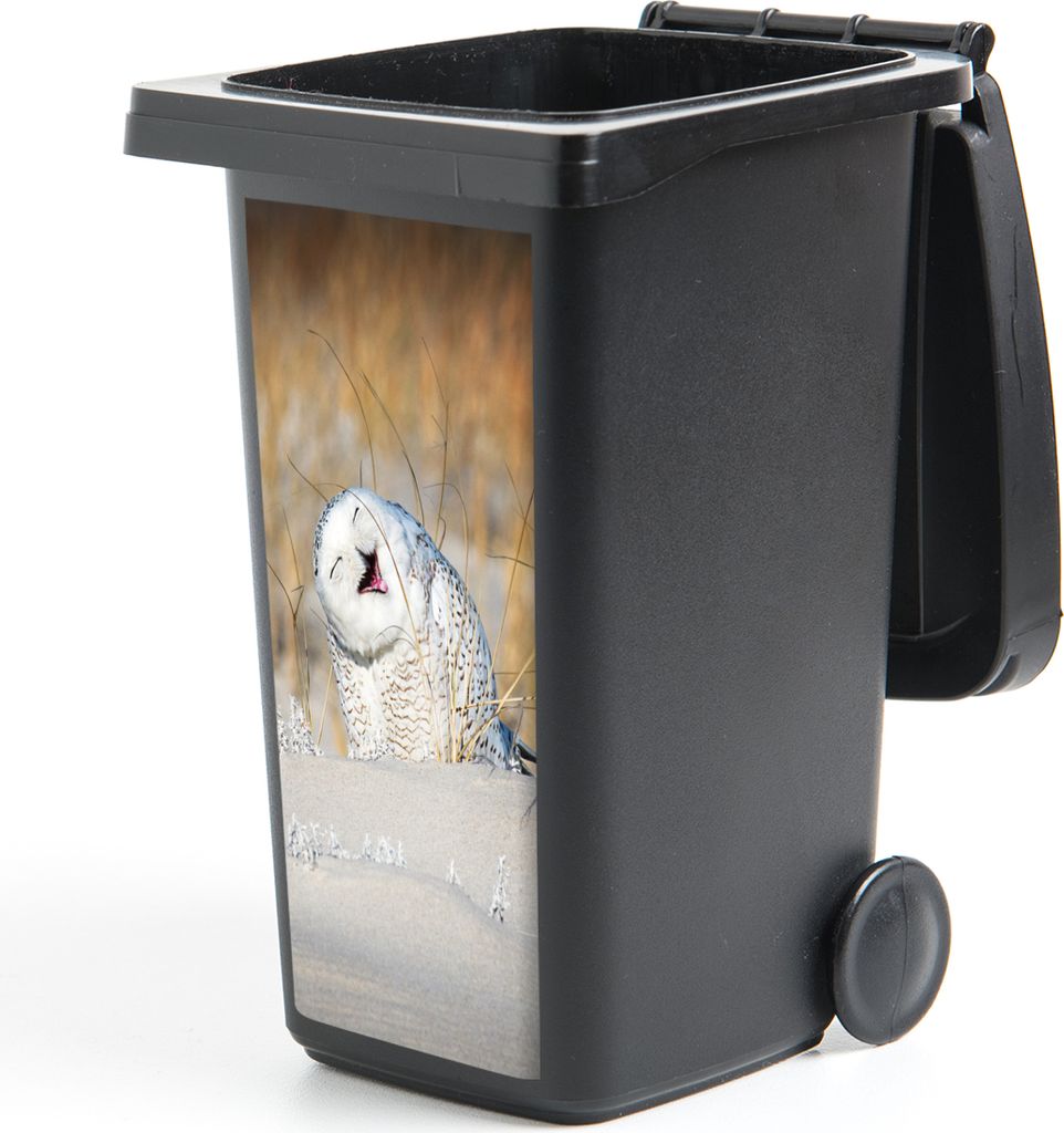 MuchoWow Mülltonnenaufkleber Eule - Schnee - Düne 38x80 cm - Behälteraufkleber - Mülleimer-Aufkleber - Container-Aufkleber