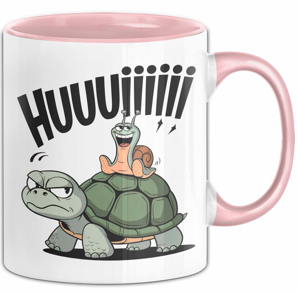 Schildkröte Tierliebhaber Tasse Geschenk Lustige Geschenkidee Spruch Schildkröte Und Schnecke (Rosa)