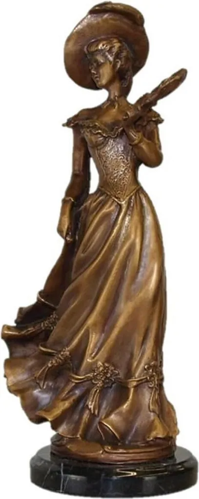 Objet déco bronze Art Nouveau pour bureau ou salon chic - Dame 33 cm