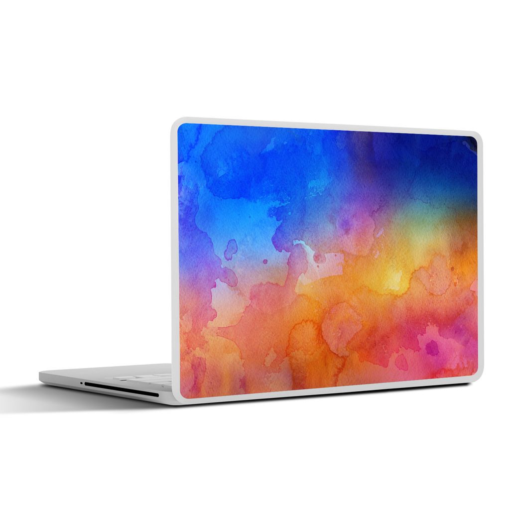 MuchoWow Laptop Aufkleber Sticker Cover Wasserfarben - Gelb - Blau - Orange 36.5x27.5 cm - Laptop-Sticker