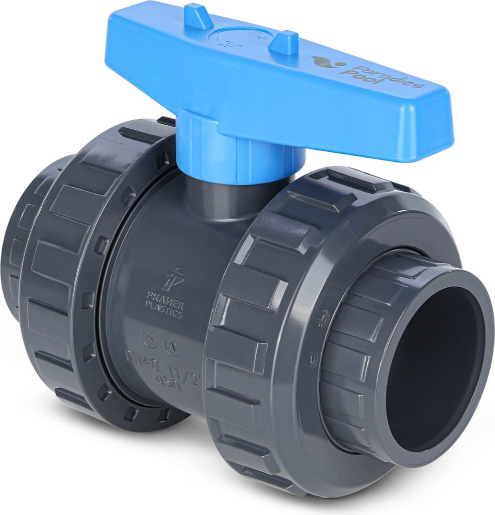 PVC-U Fitting Kugelhahn Absperrhahn 2-Wege 50mm mit Klebemuffen PRAHER S6