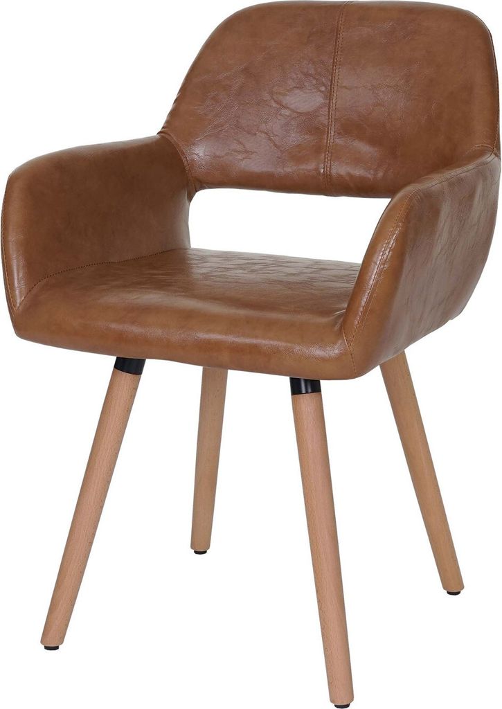 Esszimmerstuhl HWC-A50 II, Stuhl Küchenstuhl, Retro 50er Jahre Design Kunstleder, WildKunstleder, helle Beine