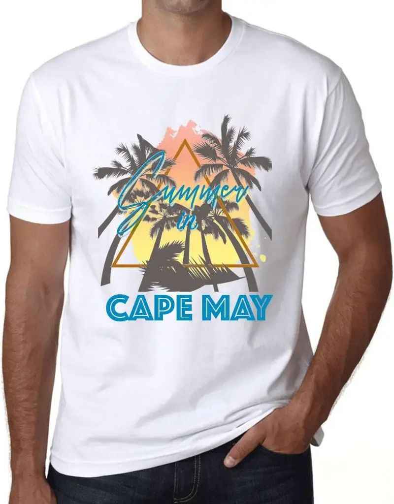 Herren Grafik T-Shirt Palmen Sonnenschein Sommer in Cape May – Palm, Sunshine, Summer In Cape May – Öko-Verantwortlich Vintage Jahrgang Kurzarm