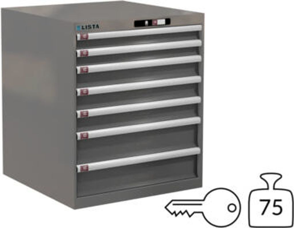 Lista Schubladenschrank - 14.409.050 - 850x717x725 mm (HxBxT) - 7 Schubladen - 75 kg - Key Lock - grau metallic (NCS S 6502-B)