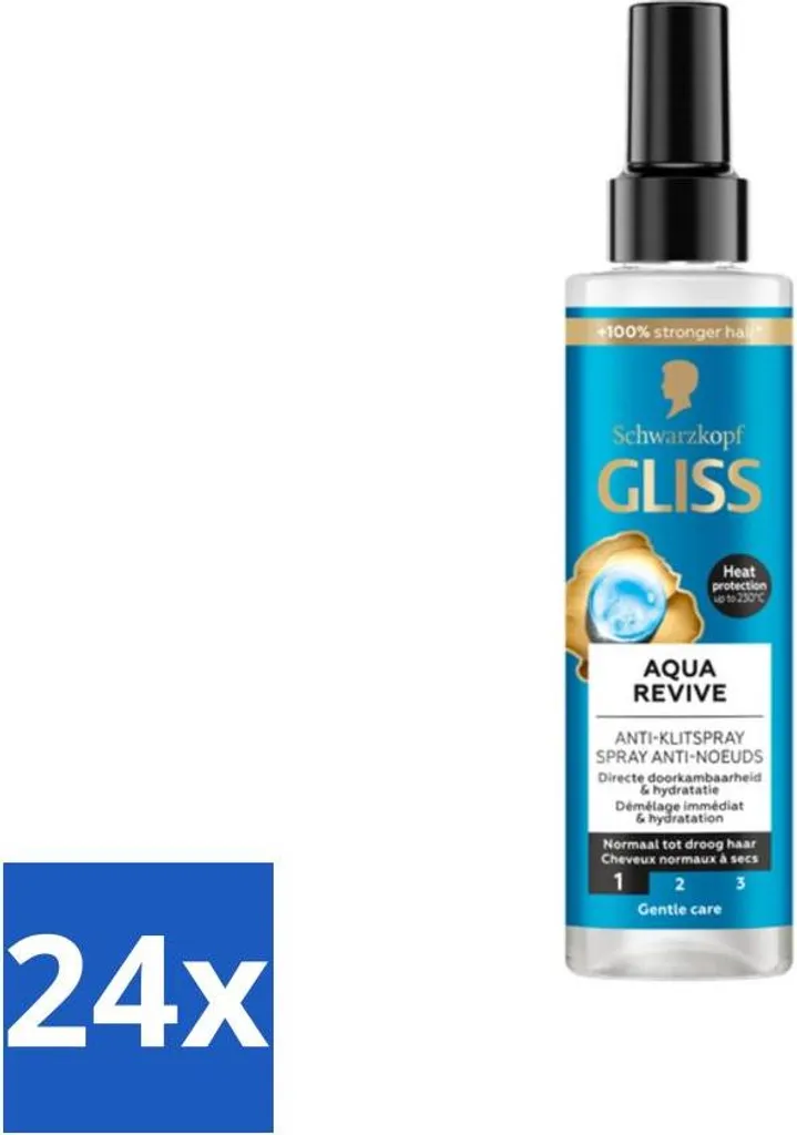 Spray Démêlant Aqua Revive Gliss - Soin Cheveux Hydratant 200ml x24