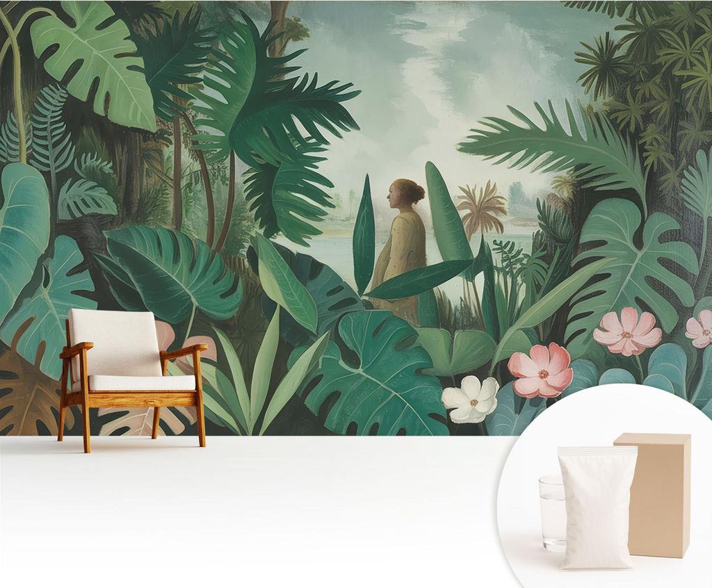 Fototapete - 416x254 cm - Tapete - Wandtapete - Wandbilder - Dekofolie - Tapete Folie - Wand - Dekoration - Wohnzimmer - Exotischer Dschungel