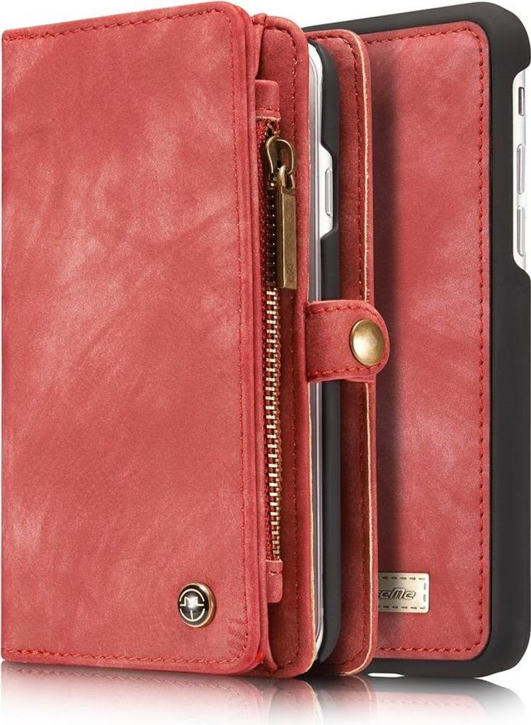 iPhone SE (2022 / 2020), iPhone 8 / 7 Hülle - CaseMe 008 2-in-1 Klapphülle & Back Cover mit Brieftasche - Rot