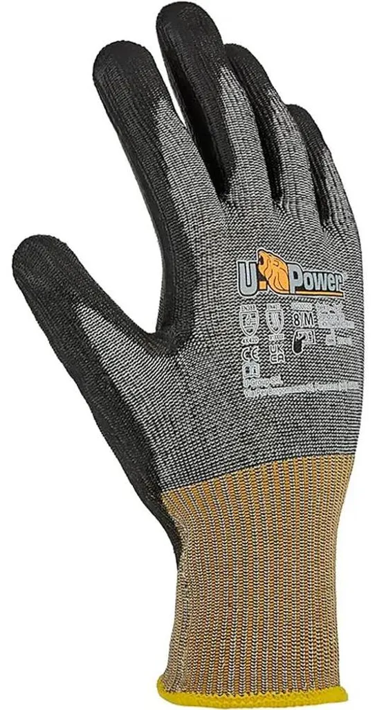 Gants de travail tactiles U-Power Bachata en nylon gris taille 7 S