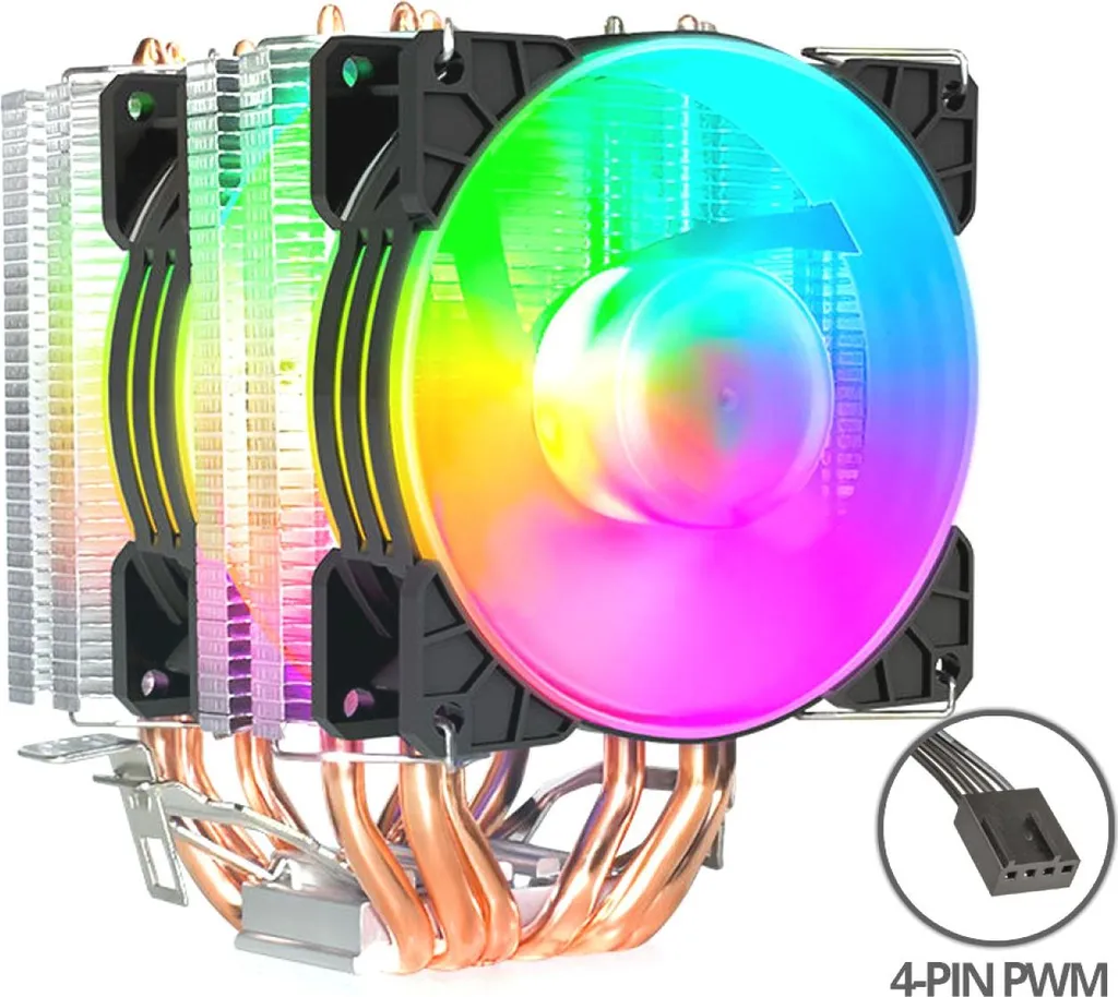 COOLMOON CPU Cooler MX6 Fan RGB Dual Fan Heatpipe Processore 12V PWM 195W 1151 115X AM3 AM4 Intel & AMD