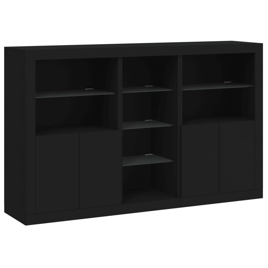 "im Sonderangebot"Sideboard - praktischem Design - Wohnzimmerschrank - Kommde für Flur - mit LED-Leuchten Schwarz 162x37x100 cm DEMöbel 6645875