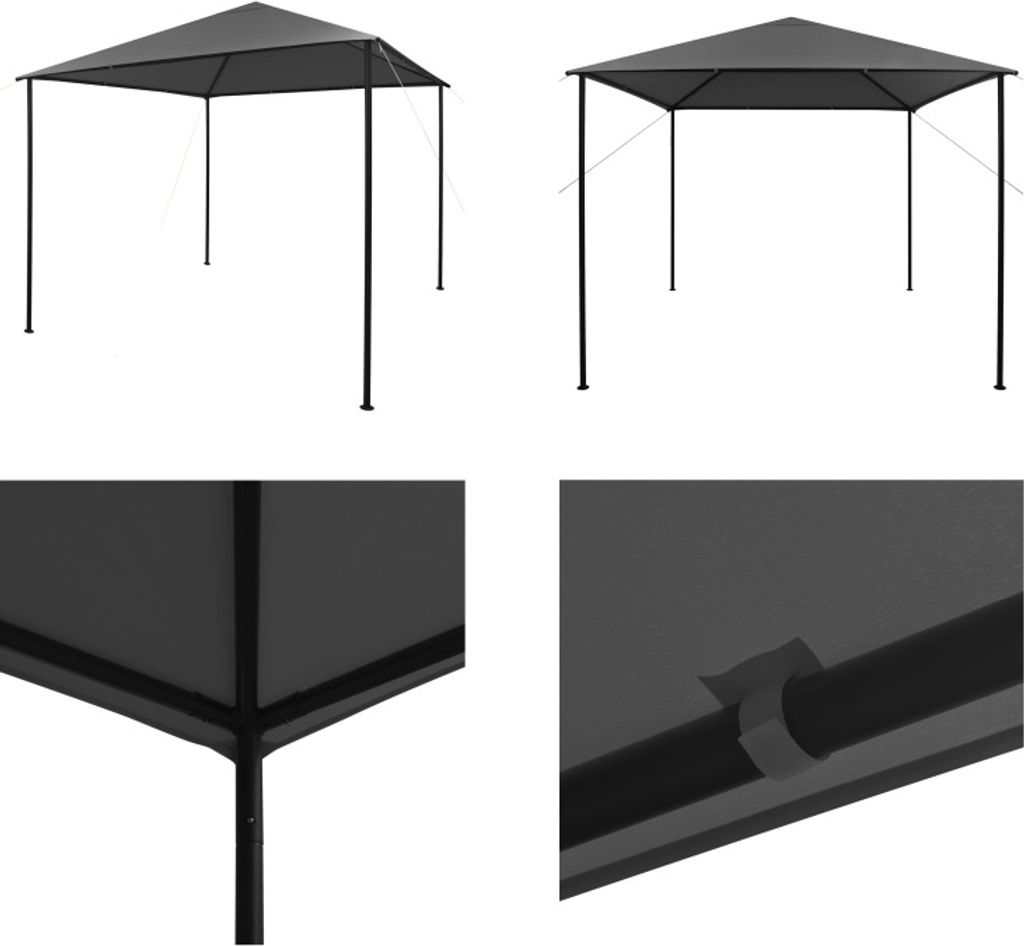 vidaXL Pavillon 3x3 m Anthrazit Stoff und Stahl 180 g/m² - Pavillon - Pavillons - Partyzelt - Terrassenpavillon