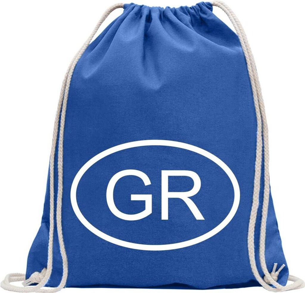 Kiwistar - Turnbeutel - royal - Griechenland GR - Fun Rucksack Sport Beutel Gymsack Baumwolle mit Ziehgurt